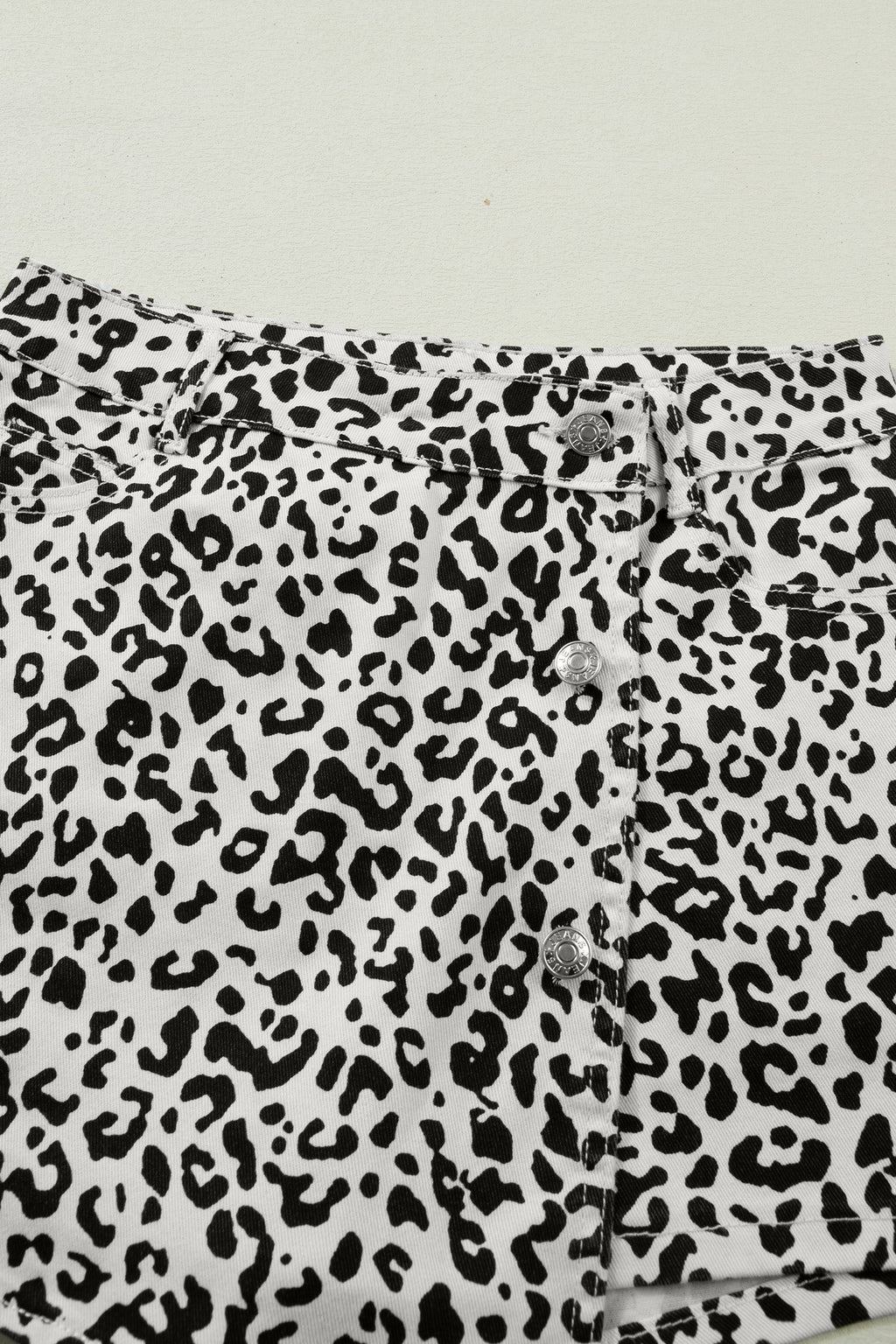Brown Leopard Print Button Overlap Denim Shorts