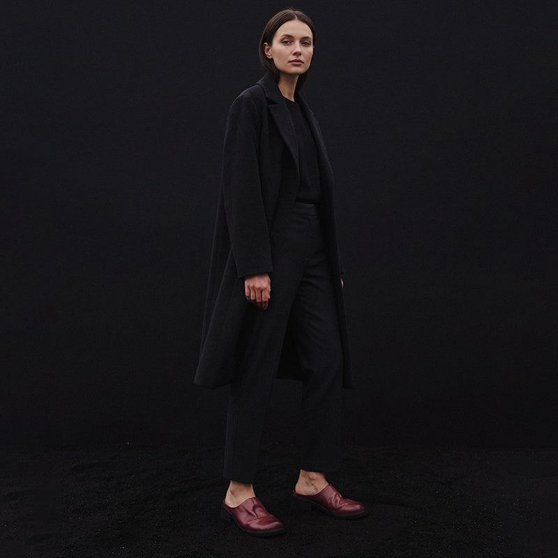 Women's Washed Cowhide Leather Mule Slides | Retro Round-Toe Block Heel Backless Shoes