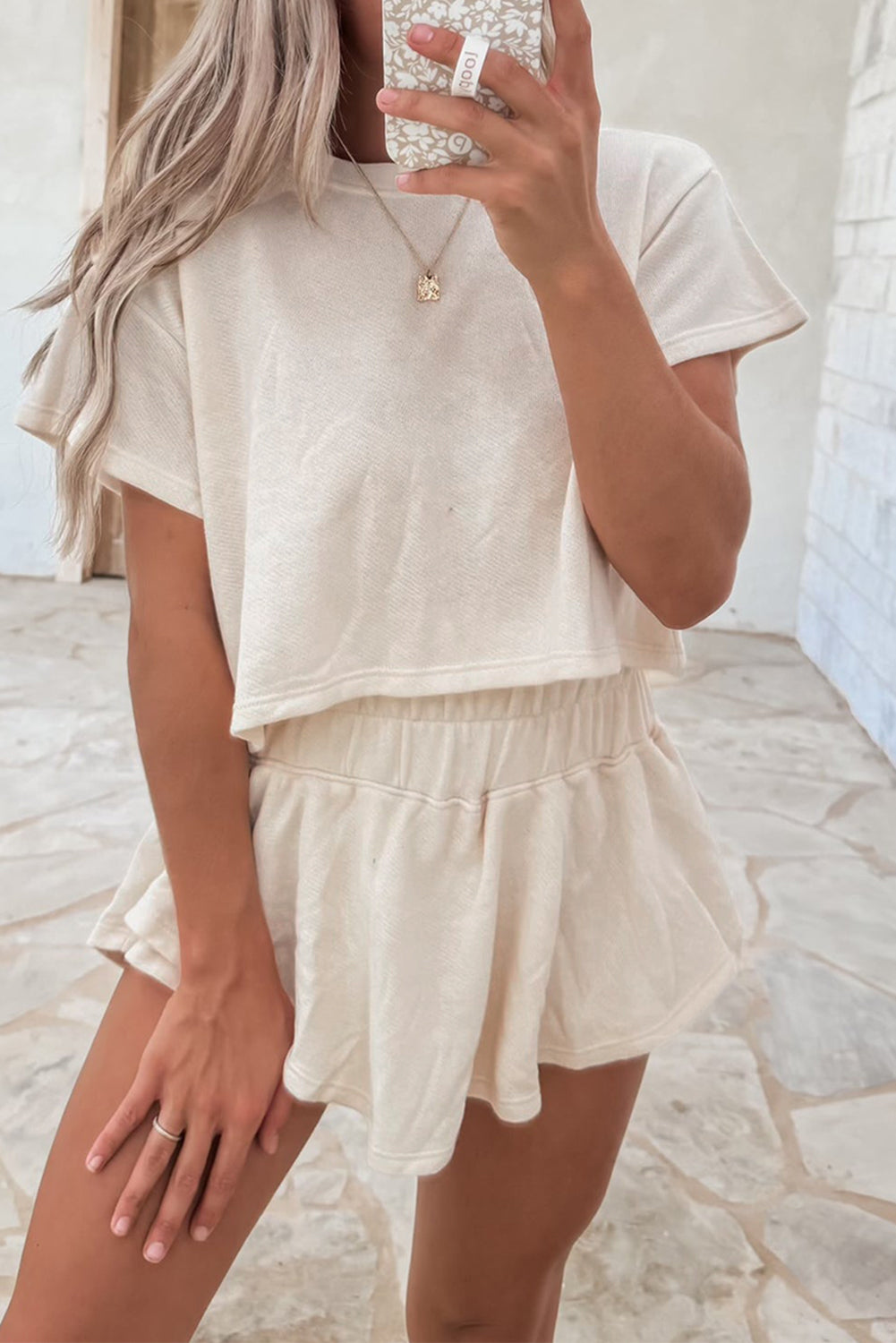 Blossom Cropped Tee and Ruffle High Waist Skort Set