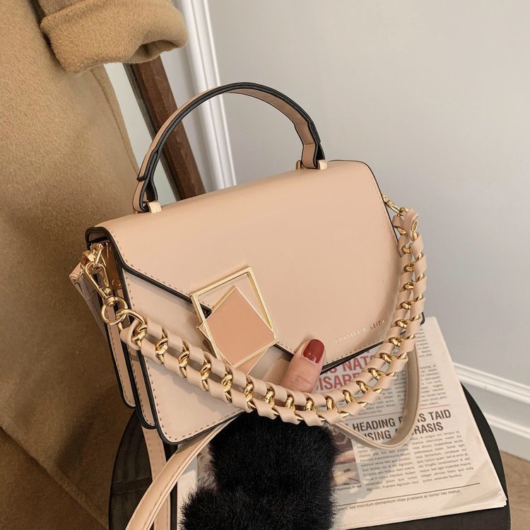 Women's Chain Shoulder Crossbody Bag - Small Square PU Leather Handbag