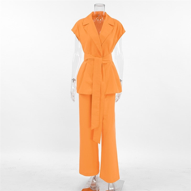 Lounge in Style: Tie-Front Cardigan and Wide-Leg Pants Set