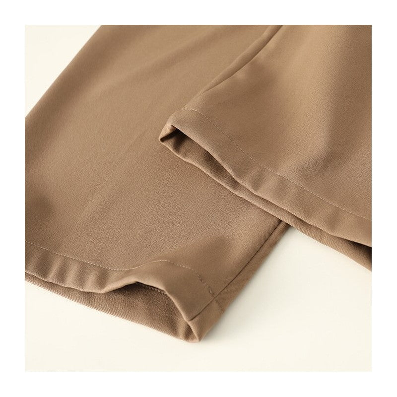 Wide-Leg Floor-Length Suit Trousers in Loose Solid Color