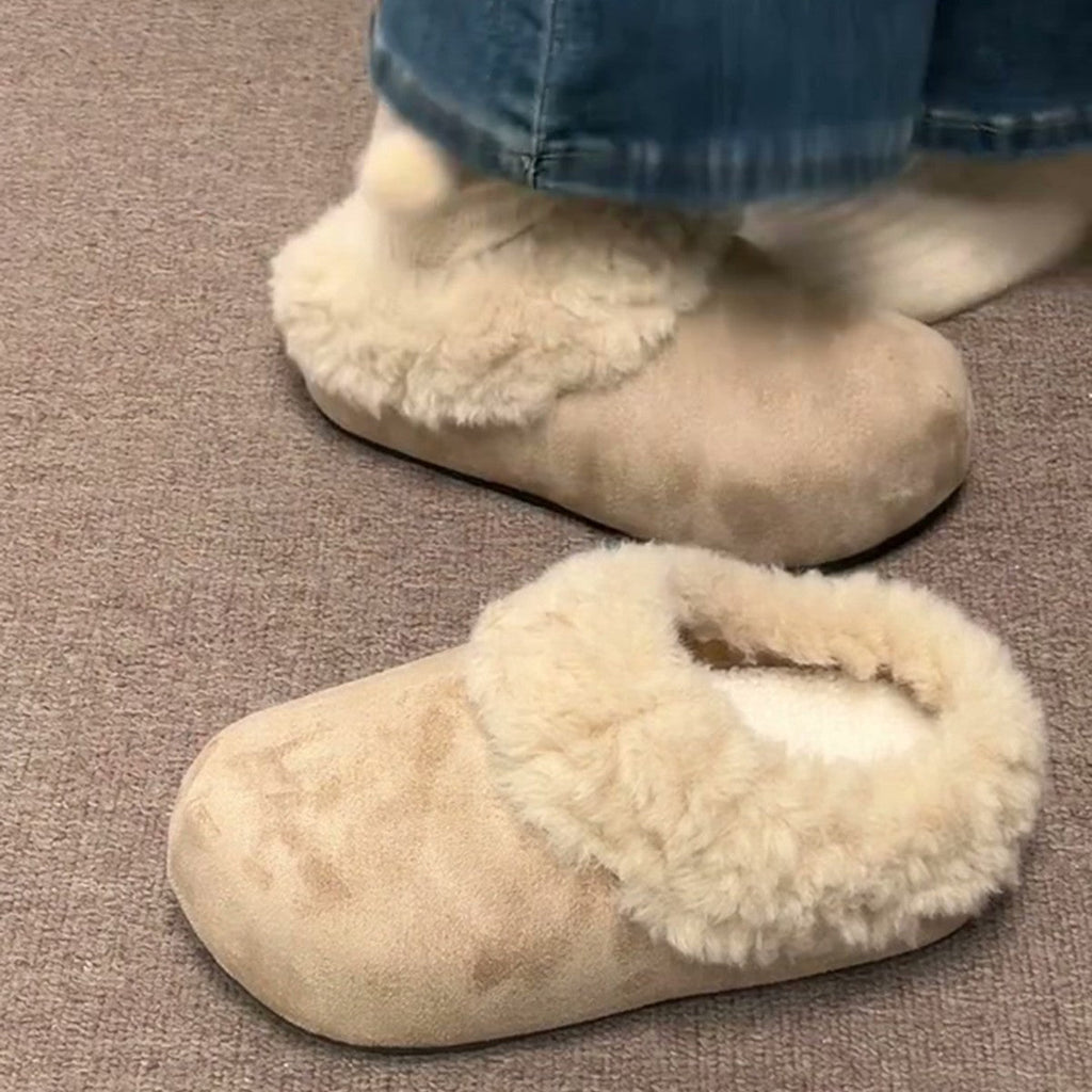 Retro Thick-Soled Fleece-Lined Slippers