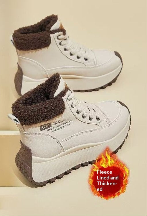 Women's Fleece-Lined High-Top Winter Sneakers | PU Leather Dad Shoes – Sarah Express