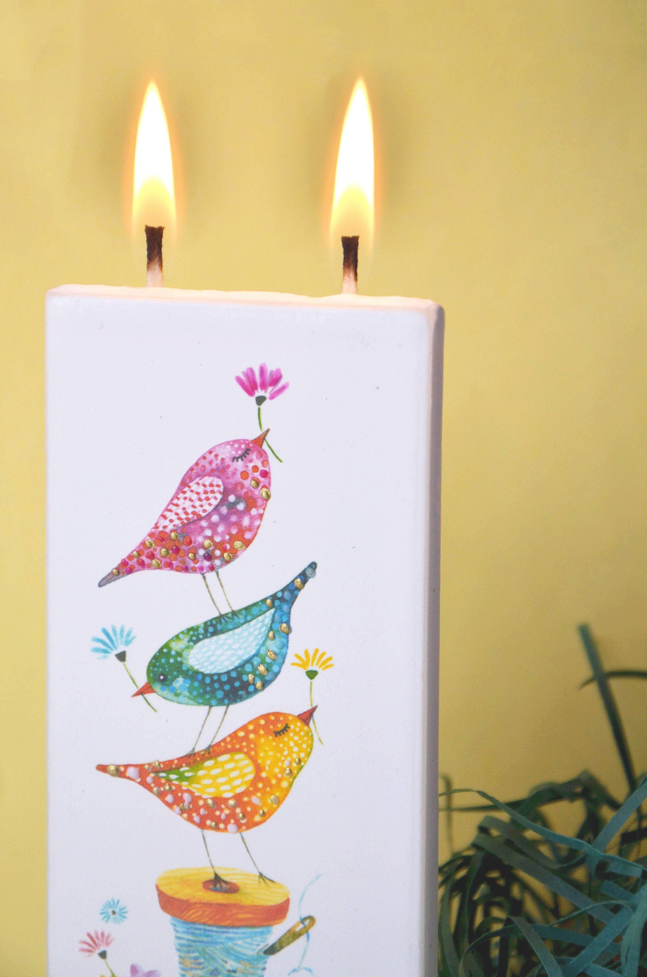 Flatyz Birds on a Sewing Spool Candle