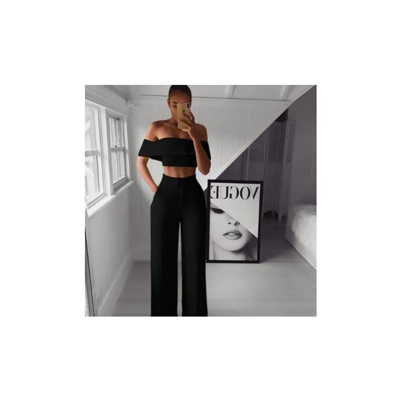 One-Shoulder Jumpsuit with Wide Leg Pants