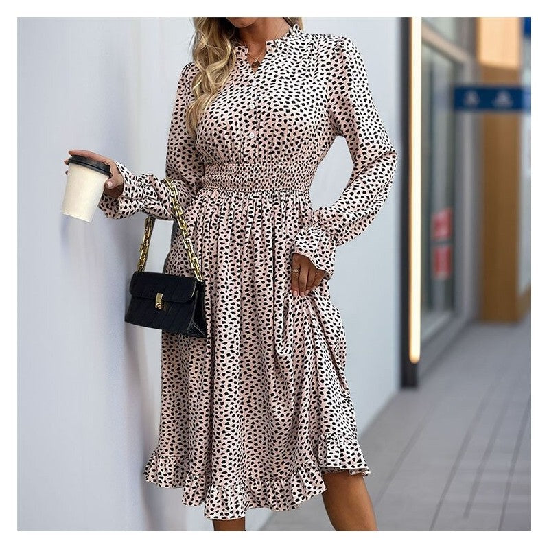 Leopard Print Long Sleeve Dress - Trendy and Chic