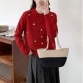 Long Sleeve Crewneck Single Breasted Knitted Cardigan Sweater