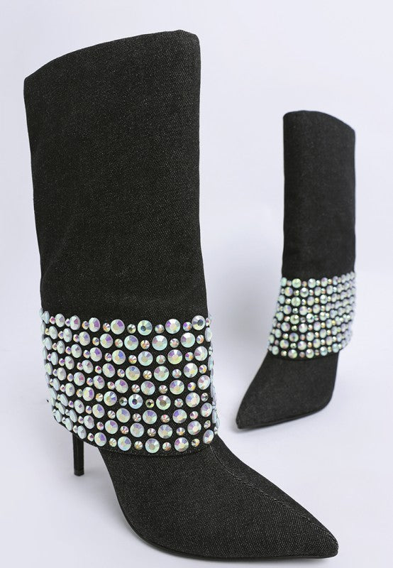 Basso Party Diamante Studded Stiletto Boots