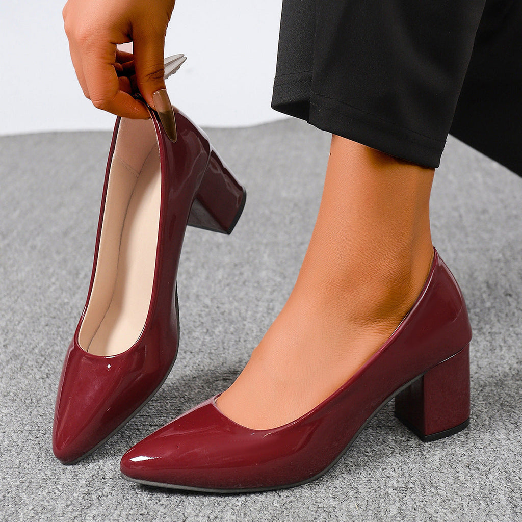 French-Style Pointed Toe Low Heel Slip-On Shoes