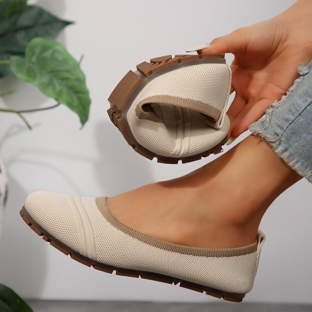 Women's Pointed-Toe Flyknit Slip-On Flats | Breathable Lightweight Casual Shoes