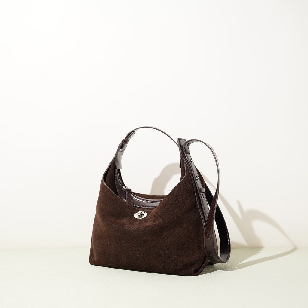 Genuine Cowhide Suede Bucket Bag - Versatile Chain Crossbody Shoulder Bag for Women