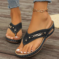 Women's Plus-Size Wedge Flip-Flops - Comfortable Summer Sandals with Non-Slip Rubber Sole