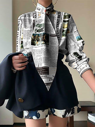 Stand Out in Style with Long Sleeve Loose Fit Letter Print Blouses & Shirts