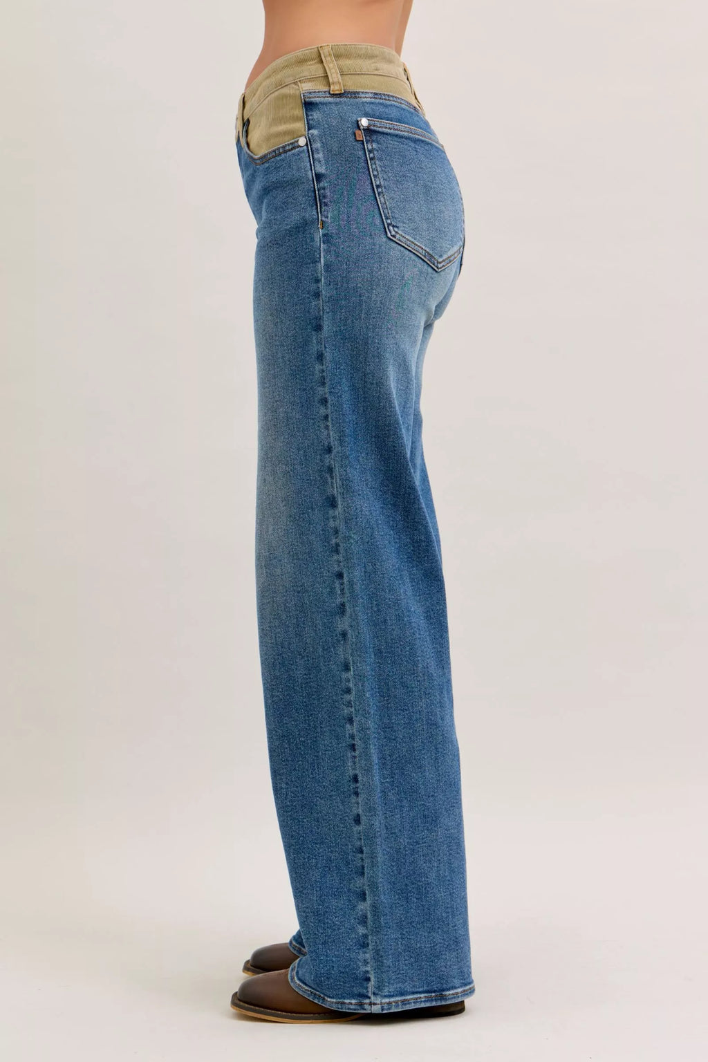MR Column Straight Jeans with Corduroy Waist