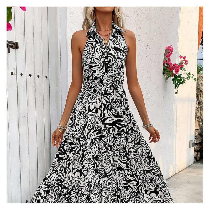 Floral Print Sleeveless Dress with High Waist for Ultimate Comfort