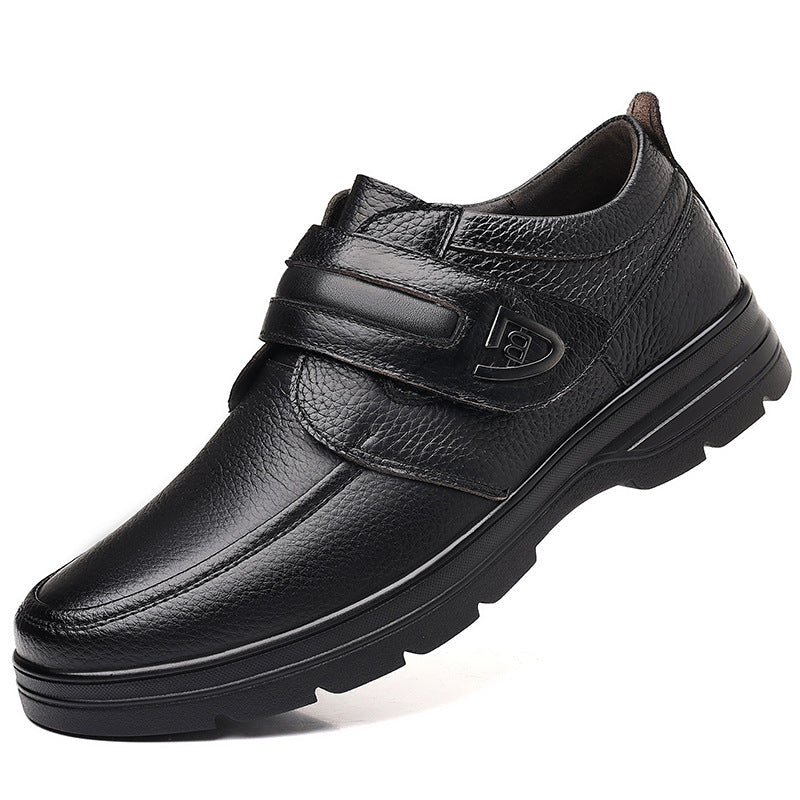 Premium British Leather Slip-On Casual Shoes for Men - Full Grain Cowhide with Soft Rubber Sole
