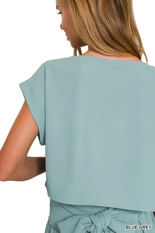 Heavy Woven Span Crop Tee & Skirt Set