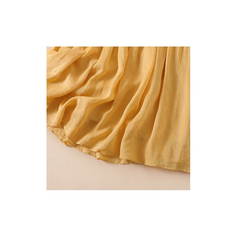 High-Waisted Solid Color Long A-Line Dress