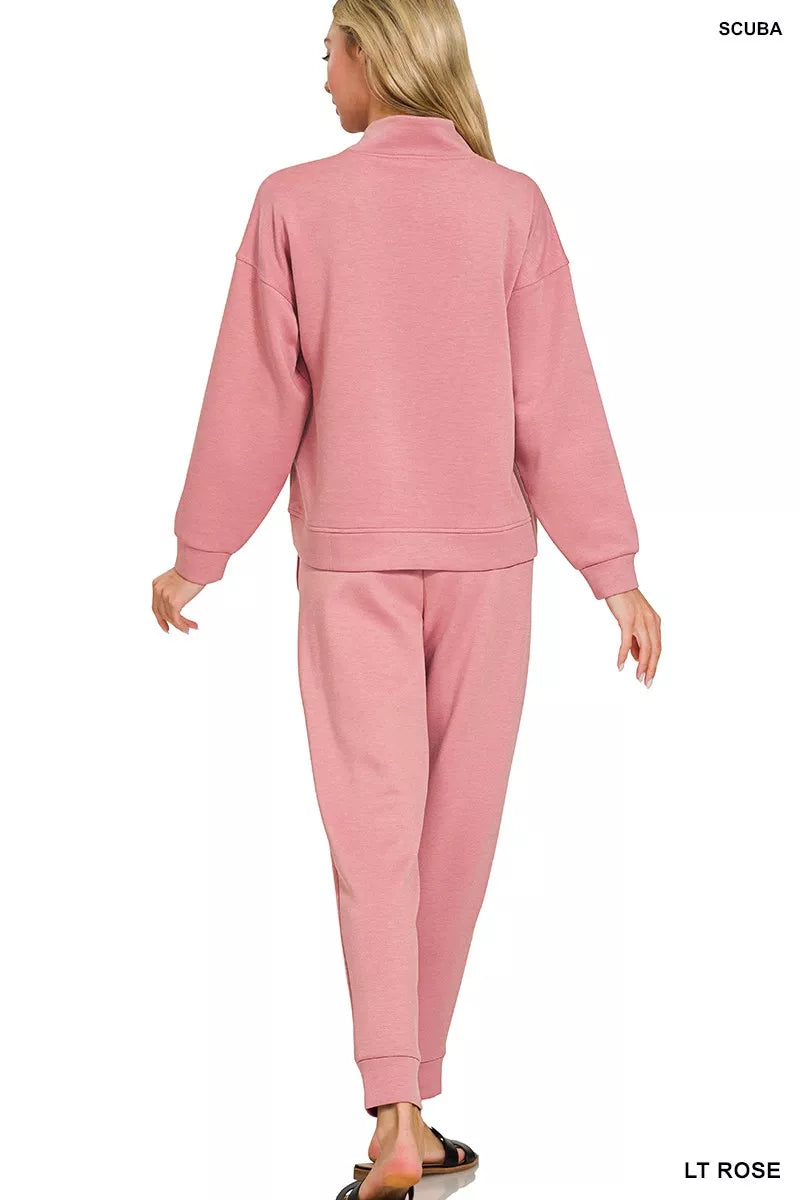 I am a Fashion Junky Scuba Half Zip Pullover and Jogger Set