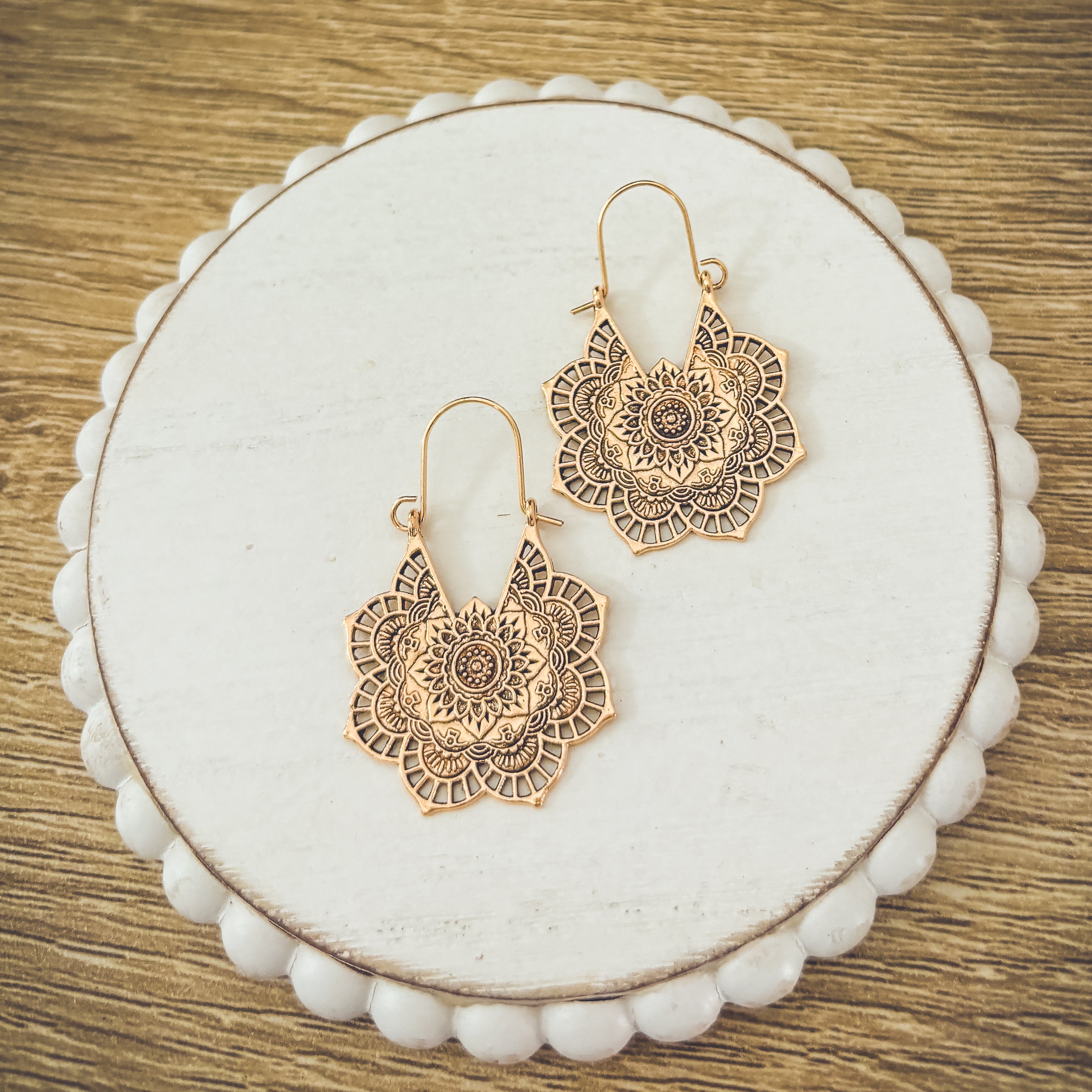 Beautiful Gold or Silver Mandala Earrings