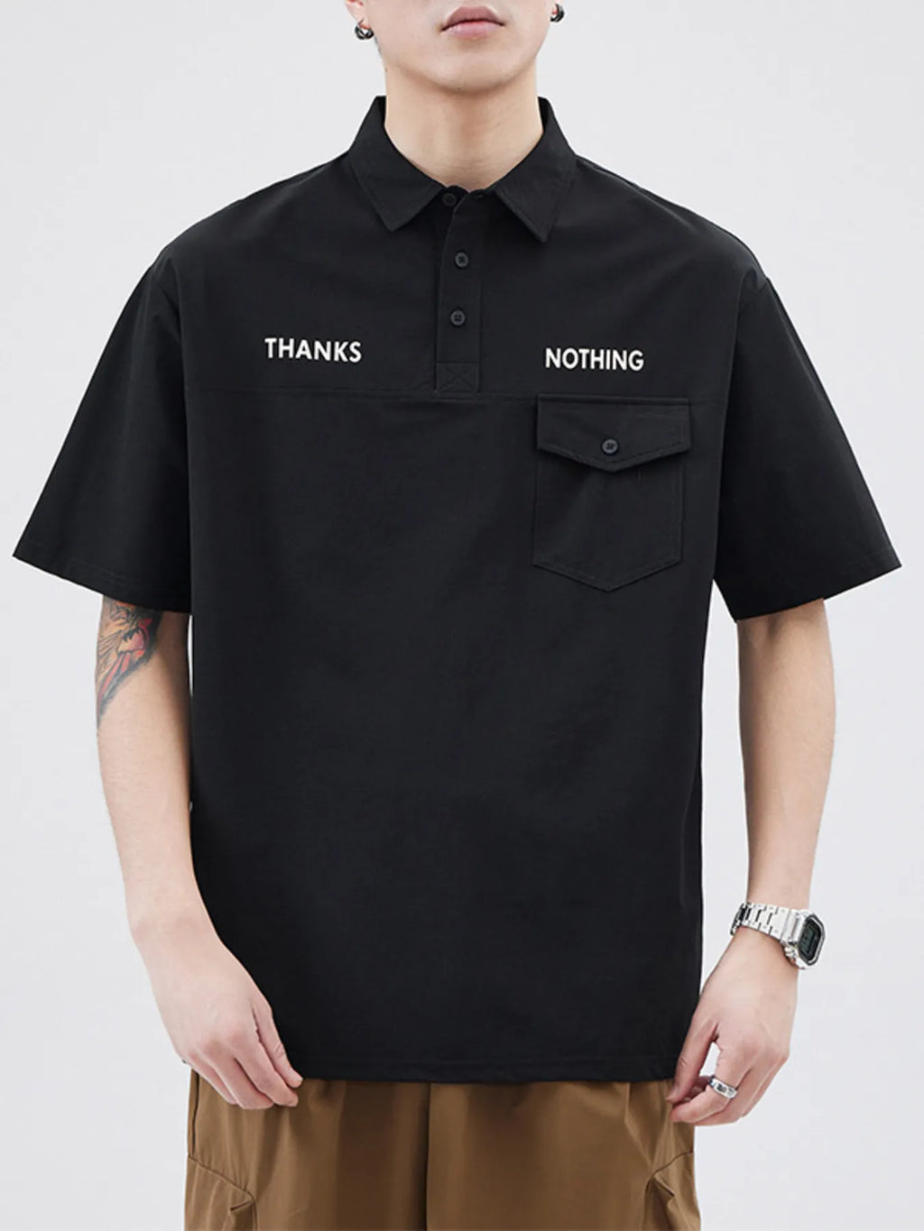 Men's Plus Size Button Detail Short Sleeve Polo