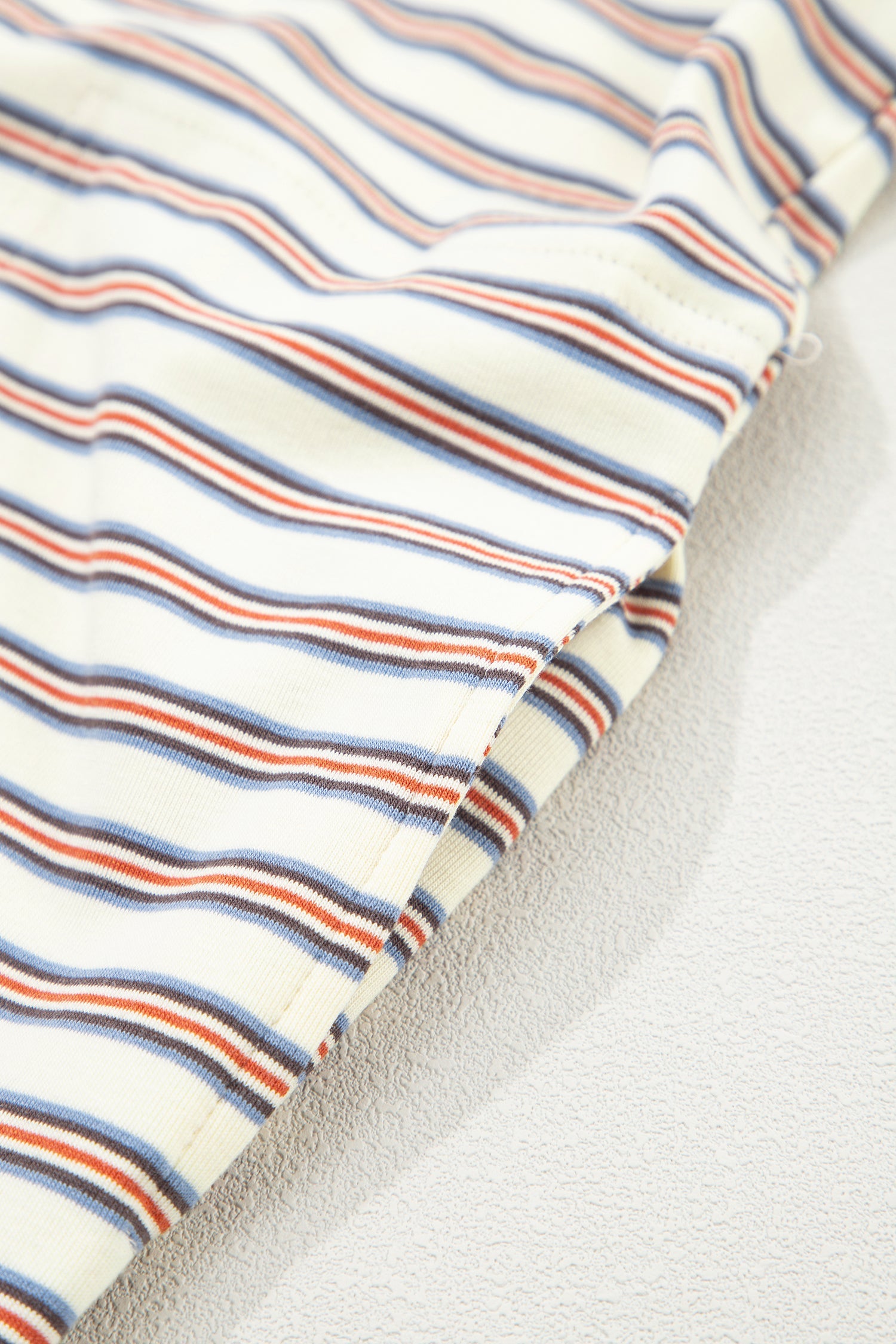 White Stripe Drop Shoulder Cuffed Sleeve Loose Tunic T Shirt Mini Dress