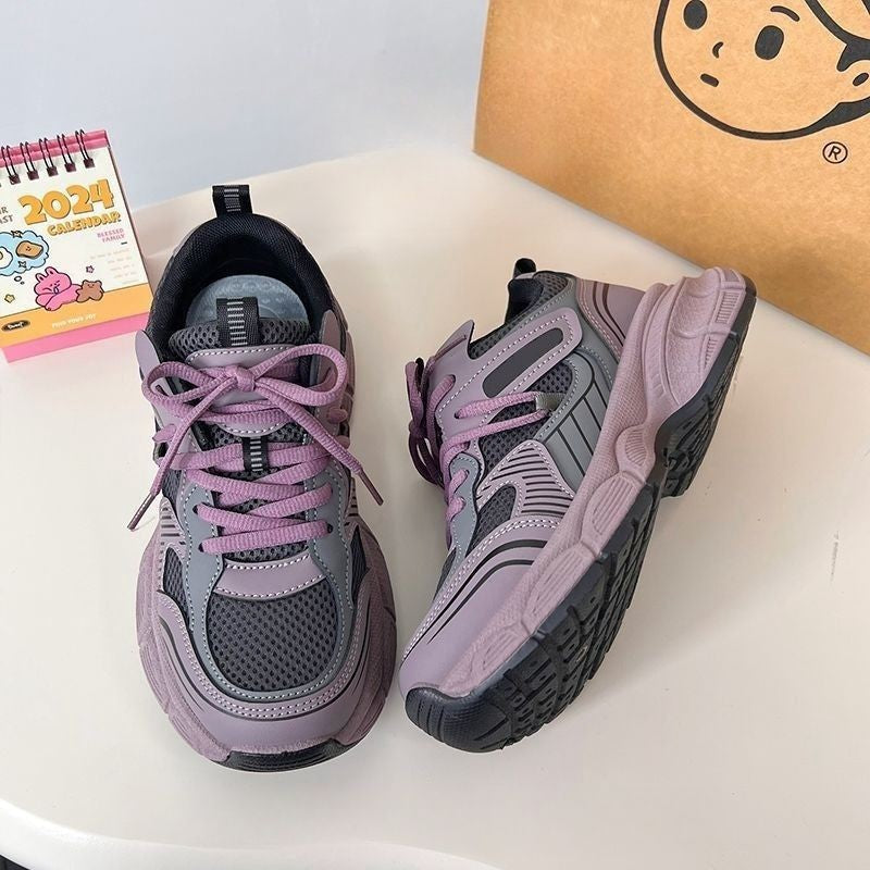 Women's Height-Enhancing Casual Sneakers - Breathable Lightweight Lace-Up Shoes