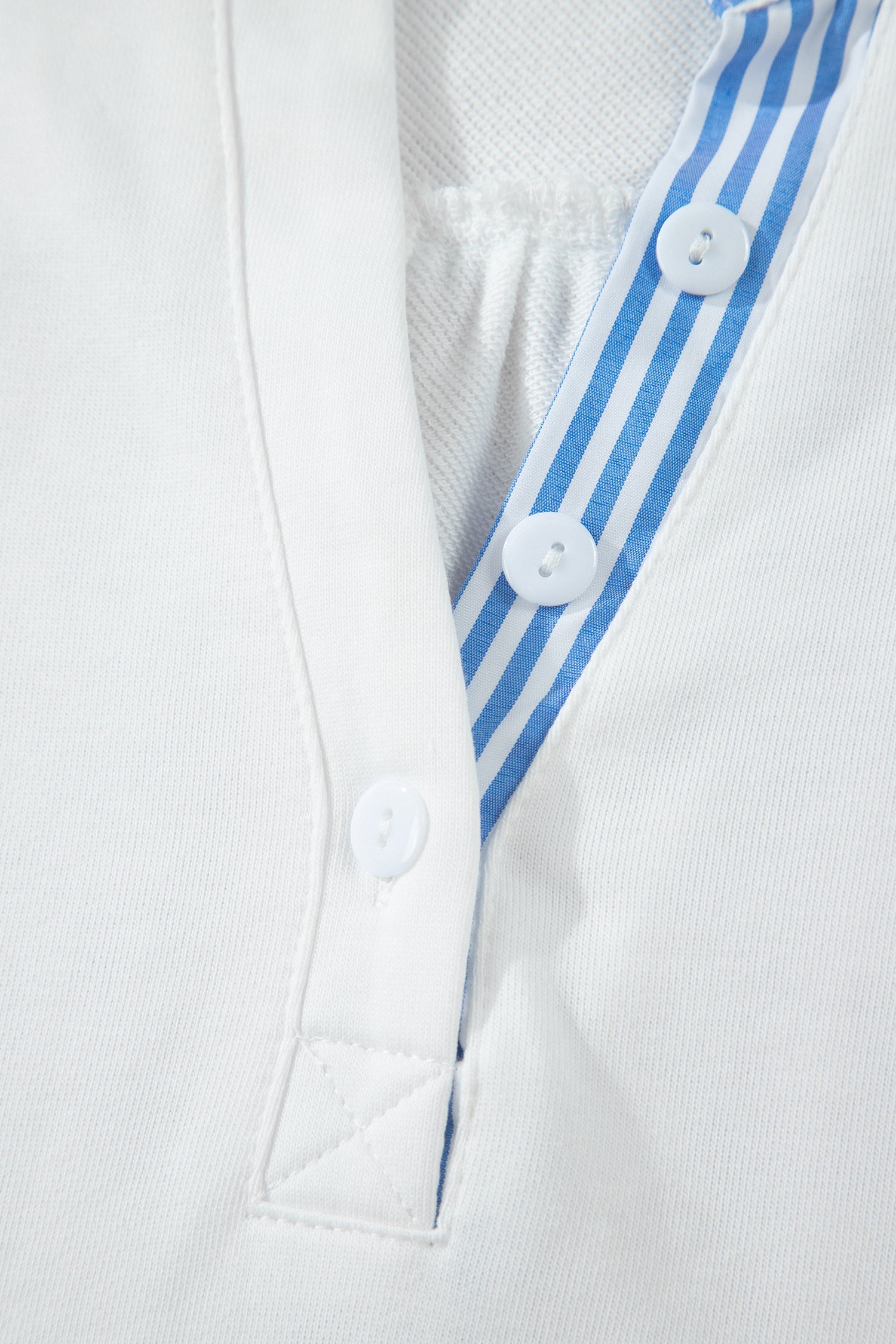 White Striped Frilled Collar Short Sleeve Blouse