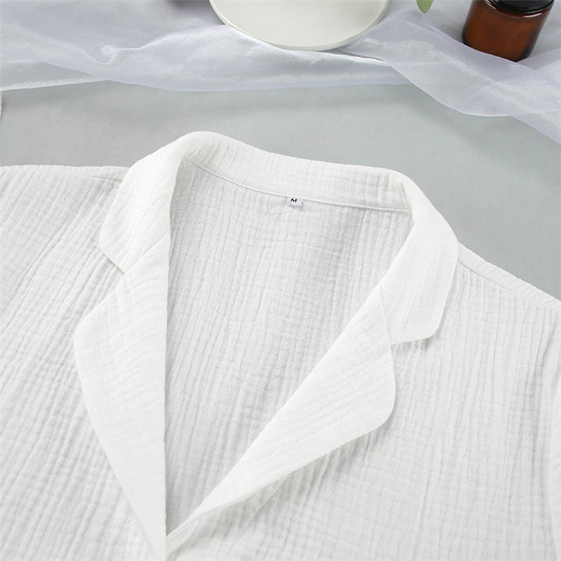 Solid Color Short Sleeve Long Pants Pajama Set