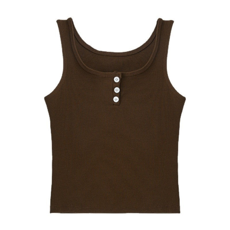 Solid Color Sleeveless U-Neck High Stretch Slim Fit Vest