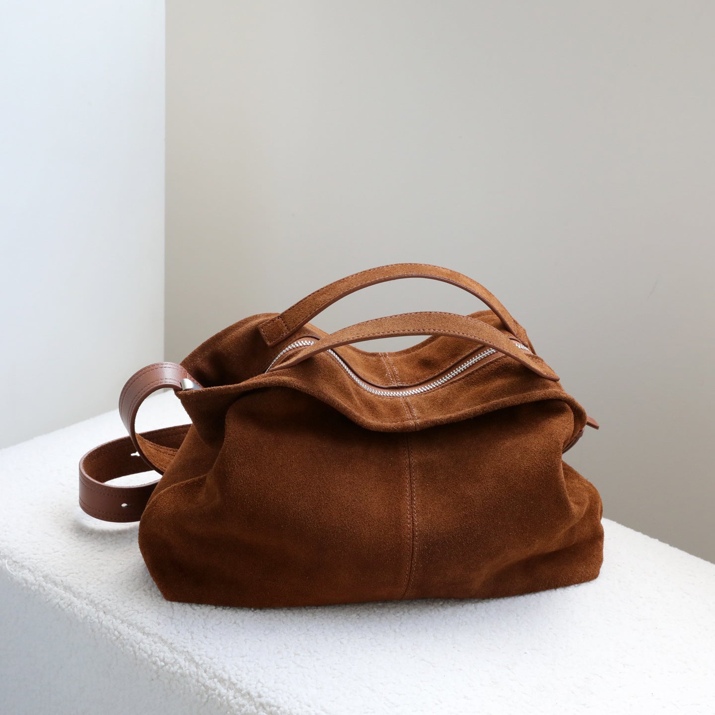 Women's Genuine Leather Matte Commuter Tote Crossbody Bag – Minimalist Square Shoulder Bag