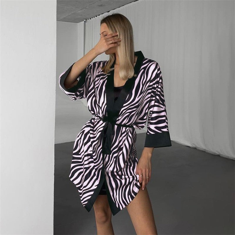 Floral Print Belted Cardigan Robe