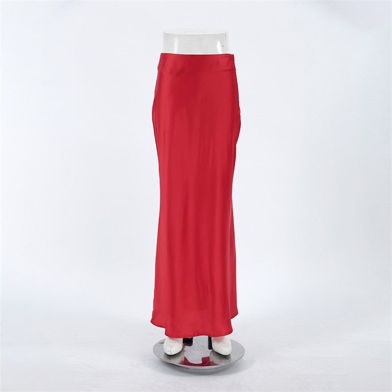 Sleek Satin Mermaid Skirt in Solid Color