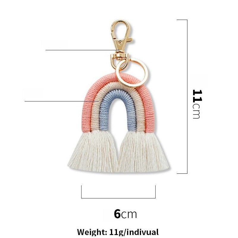 Handcrafted Rainbow Tassel Necklace with U-Shaped Pendant