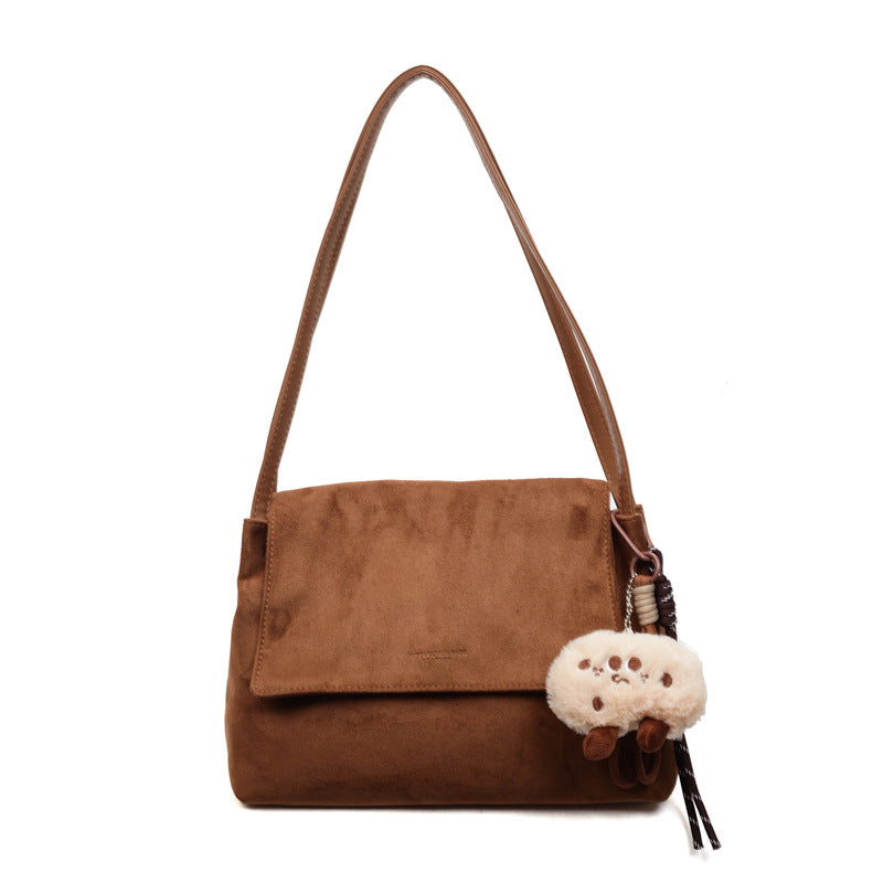 Retro High-Capacity Suede Shoulder Bag – Casual & Commuter Handbag for Women