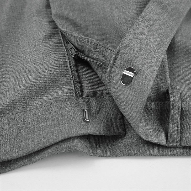 High-Waisted Wide-Leg Belted Casual Pants in Solid Color