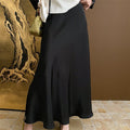 High-Waisted Satin Mermaid Midi Skirt with Draped Slit