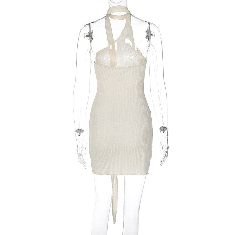 Halter Cutout Ribbon Detail Dress