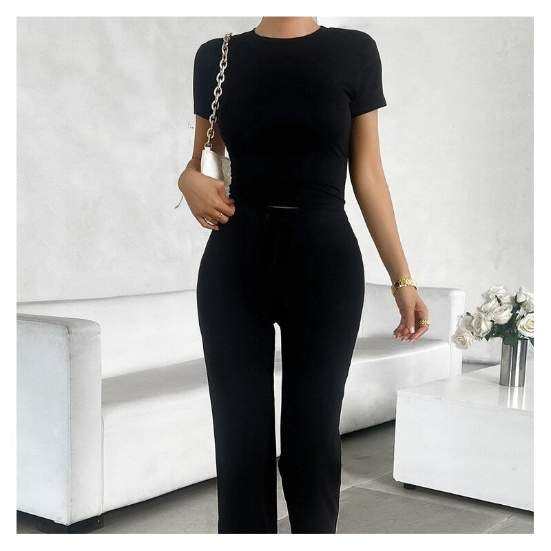 Stylish Monochrome Round Neck Urban Casual Suit