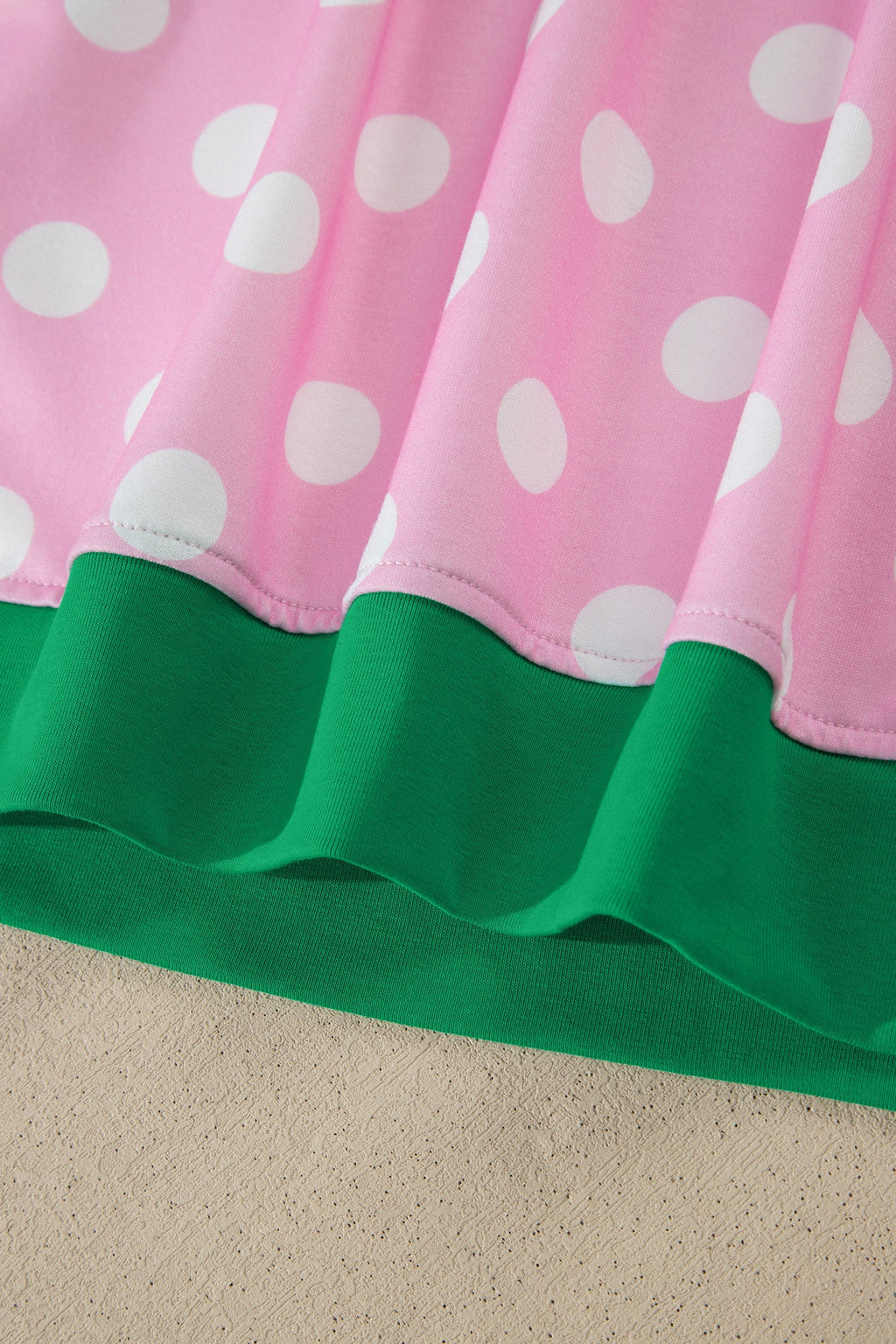 Pink Polka Dot Contrast Edge Casual Short Set