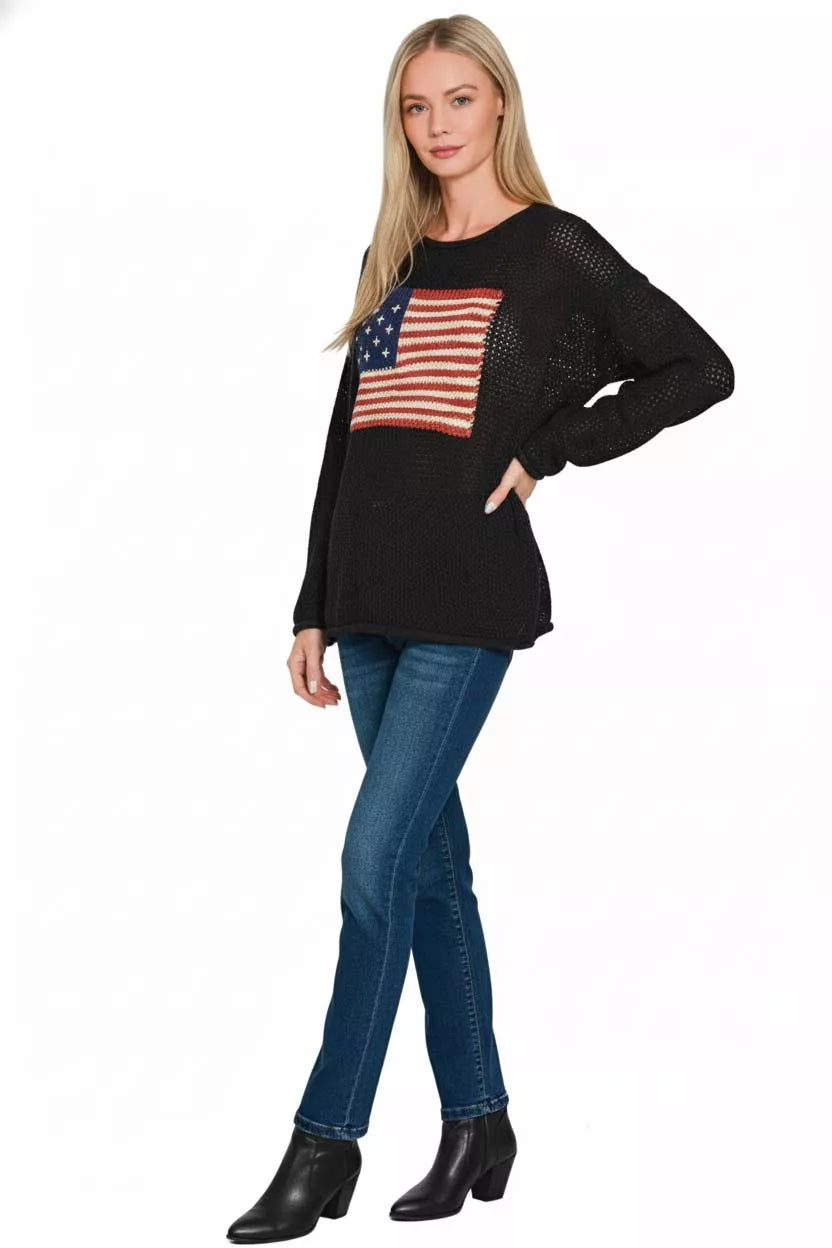 American Flag Crew Neck Sweater