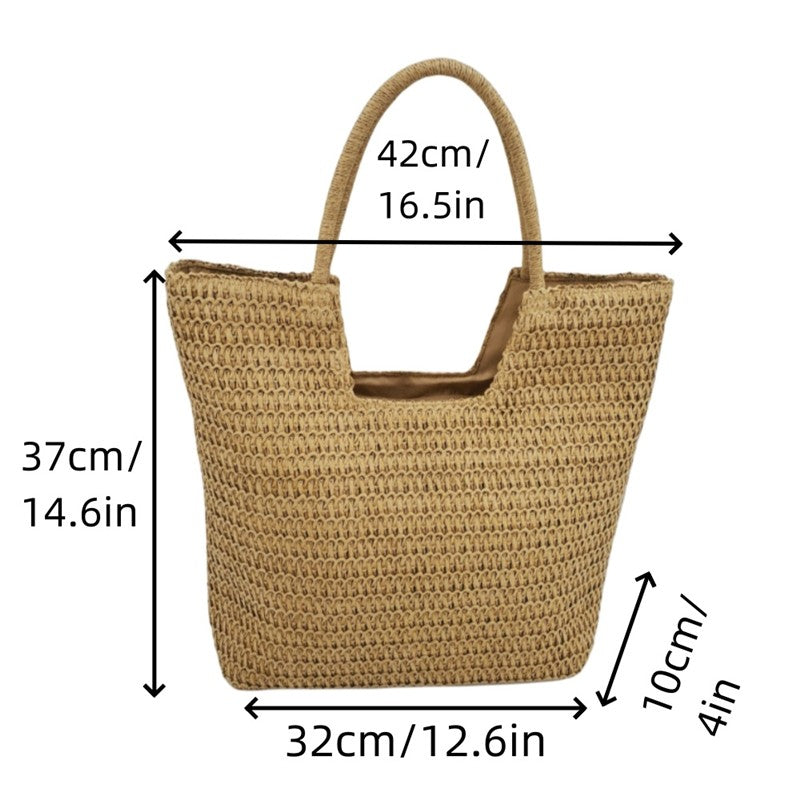 Stylish Oversized Straw Crochet Handbag