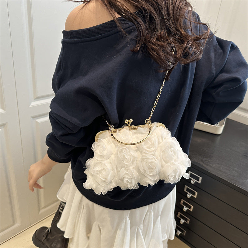 Rose Pattern Women's Crossbody Bag with Chain Strap | Chic Everyday Handbag