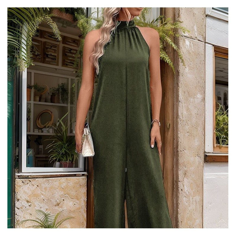 Sleek Strap Straight Jumpsuit in Solid Color