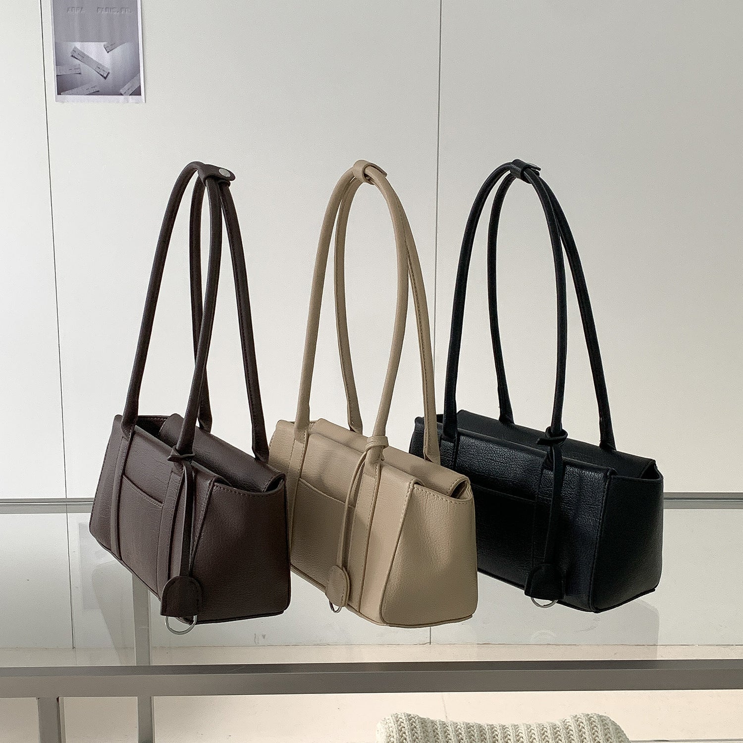 Retro Large Capacity PU Leather Underarm Bag for Women | Vegan Leather Shoulder Bag with Zipper Pockets