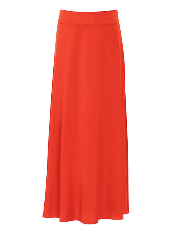 A-Line High Waisted Solid Color Zipper Skirts Bottoms
