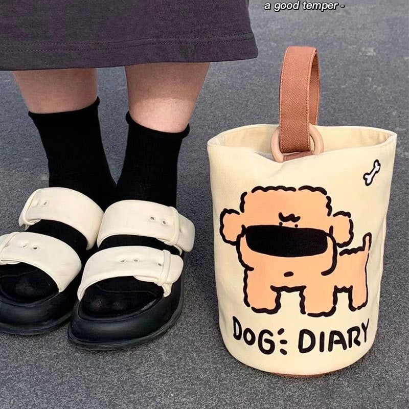Compact Canvas Bucket Tote Bag