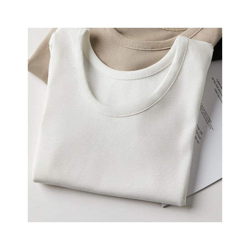 Fitted Short-Sleeve Round Neck Shirt