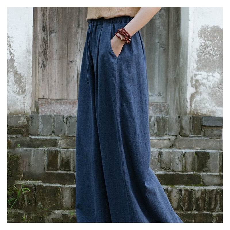 Elegant Tie-Waist Wide-Leg Pants in Solid Color